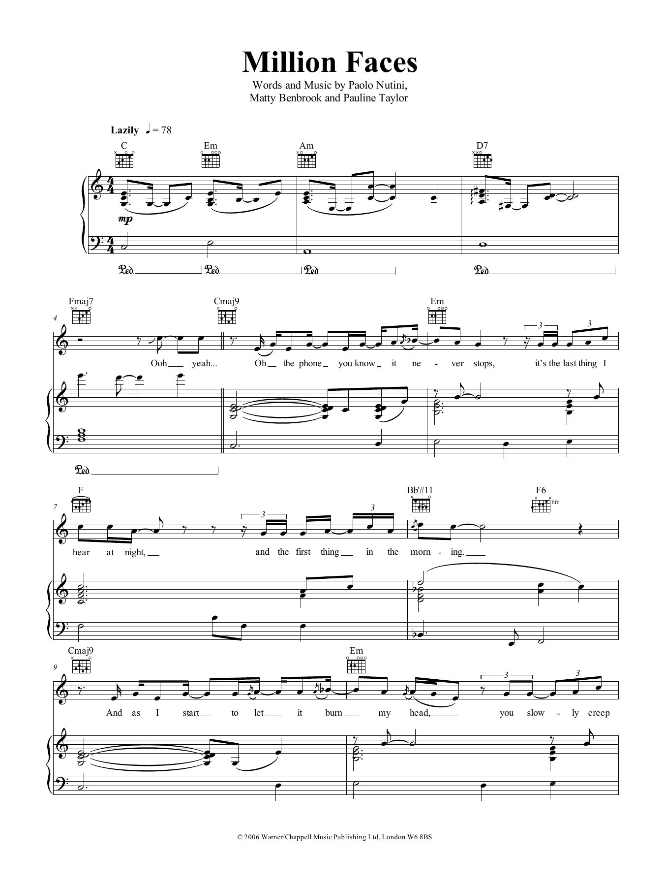 Download Paolo Nutini Million Faces Sheet Music