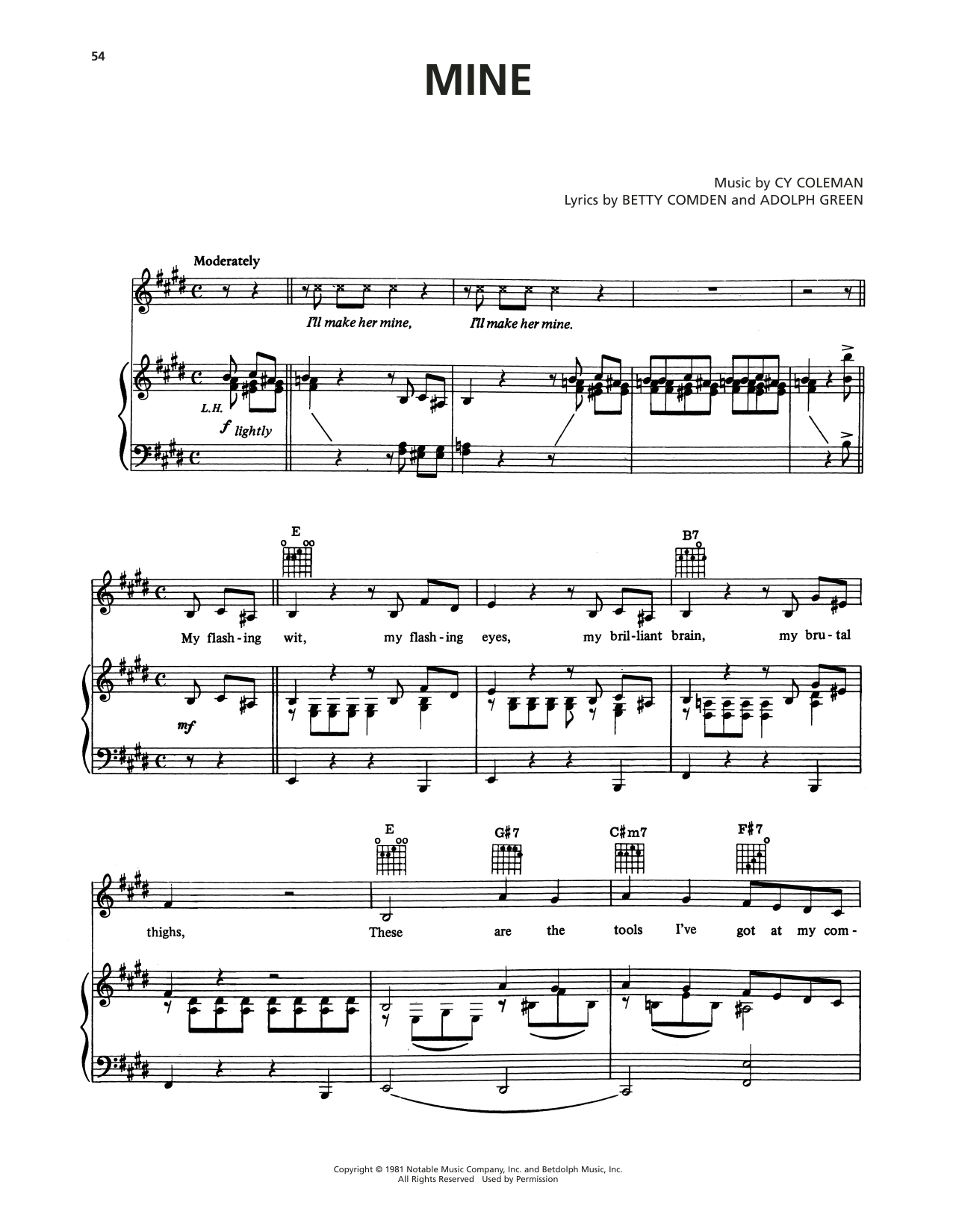 Download Cy Coleman Mine (from On The Twentieth Century) Sheet Music