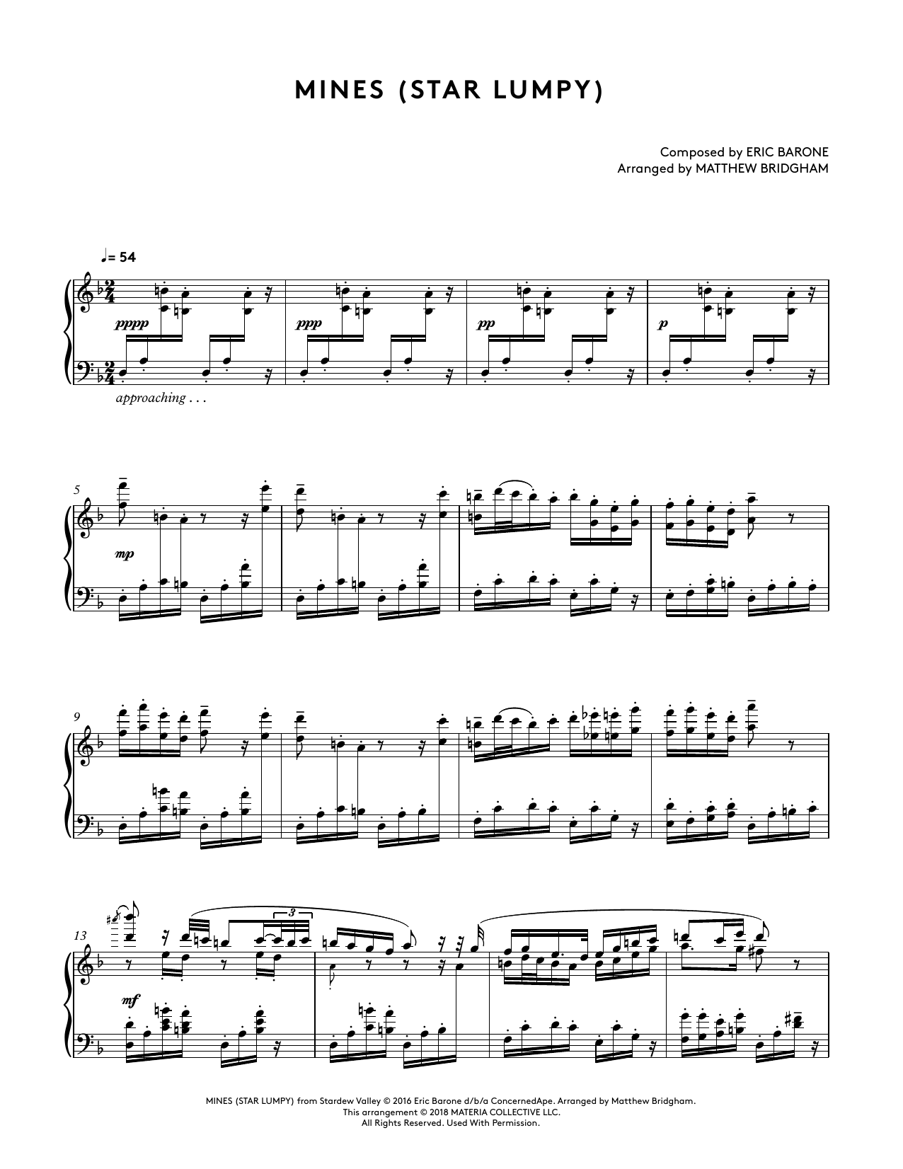 Download Eric Barone Mines (Star Lumpy) (from Stardew Valley Sheet Music
