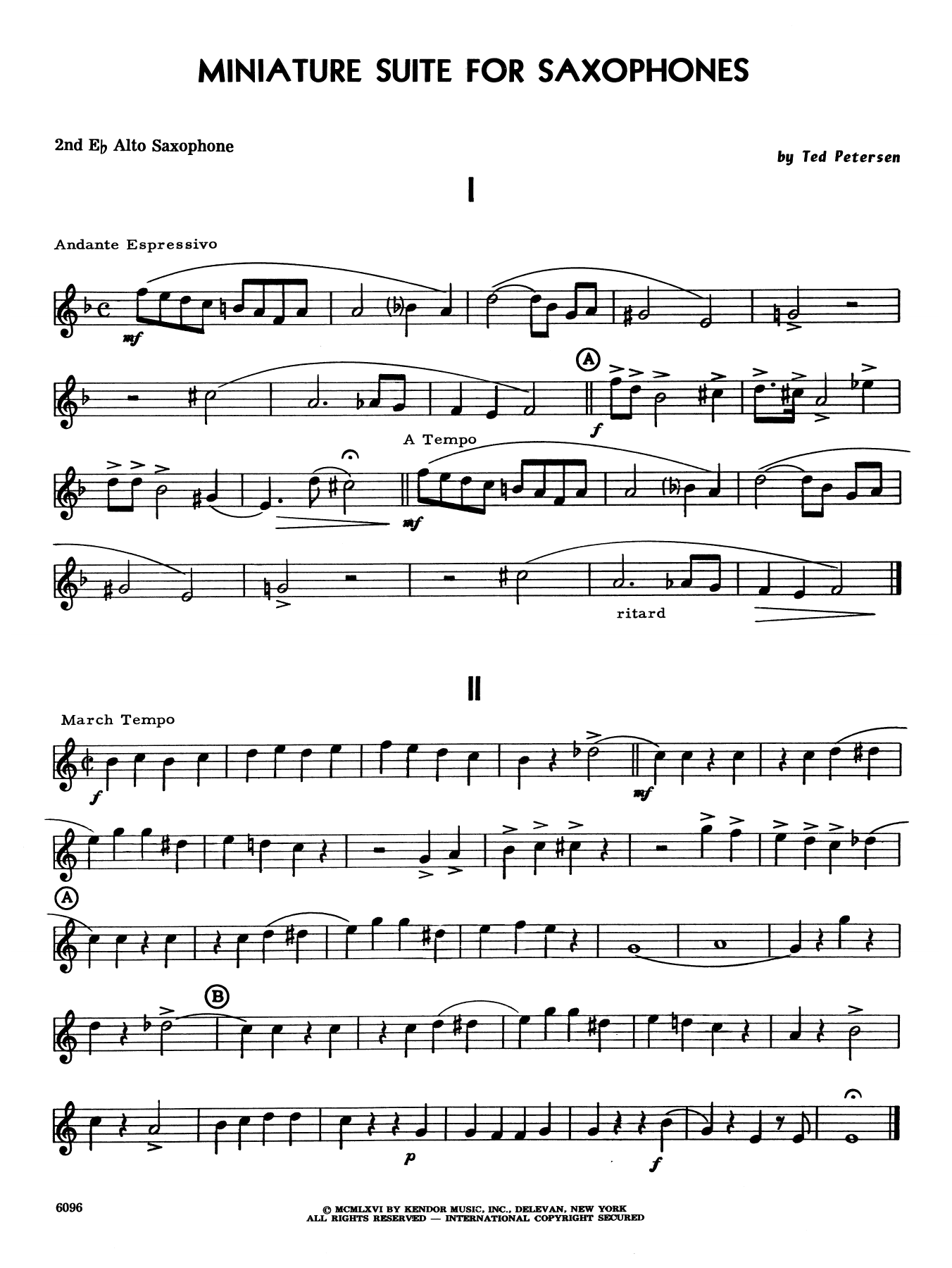 Download Ted Petersen Miniature Suite for Saxophones - 2nd Eb Sheet Music