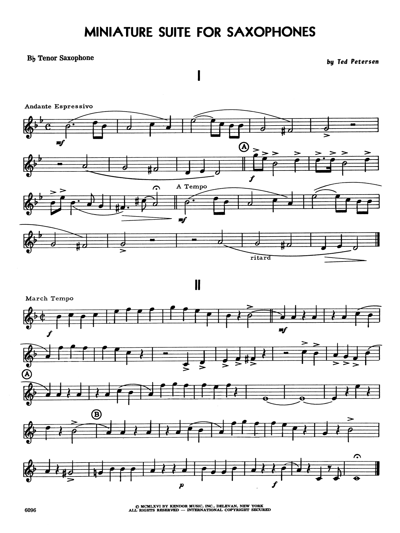 Download Ted Petersen Miniature Suite for Saxophones - Bb Ten Sheet Music