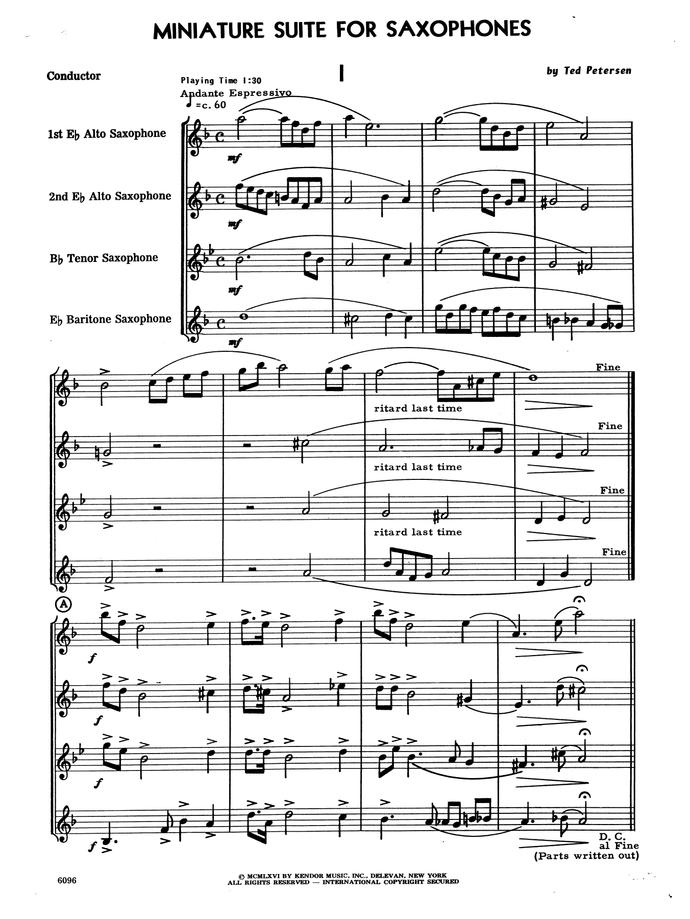Download Ted Petersen Miniature Suite for Saxophones - Full S Sheet Music