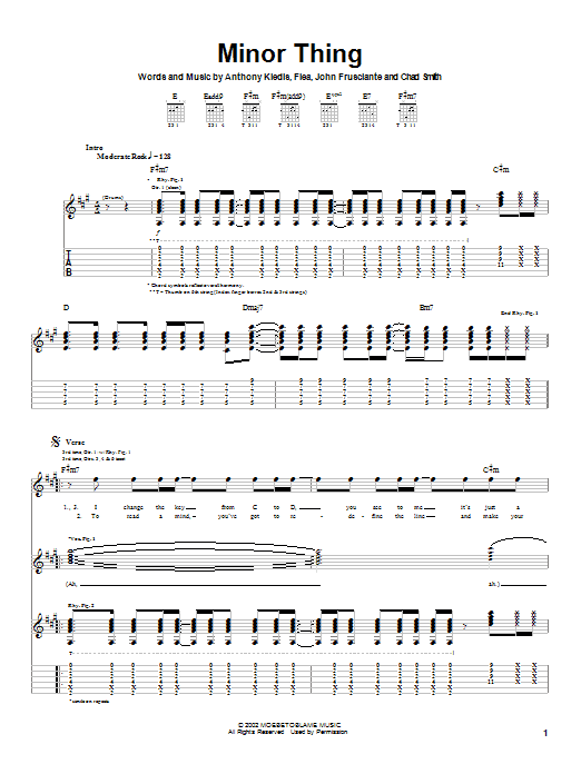 Download Red Hot Chili Peppers Minor Thing Sheet Music