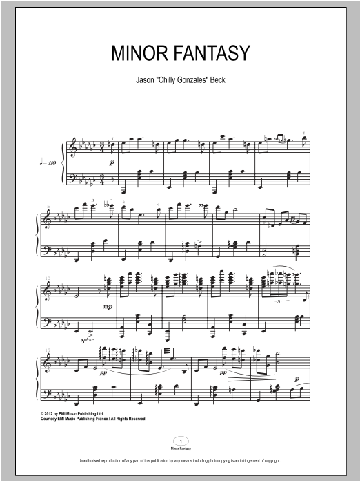 Download Chilly Gonzales Minor Fantasy Sheet Music