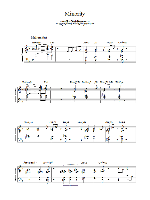 Bill Evans Minority sheet music notes printable PDF score