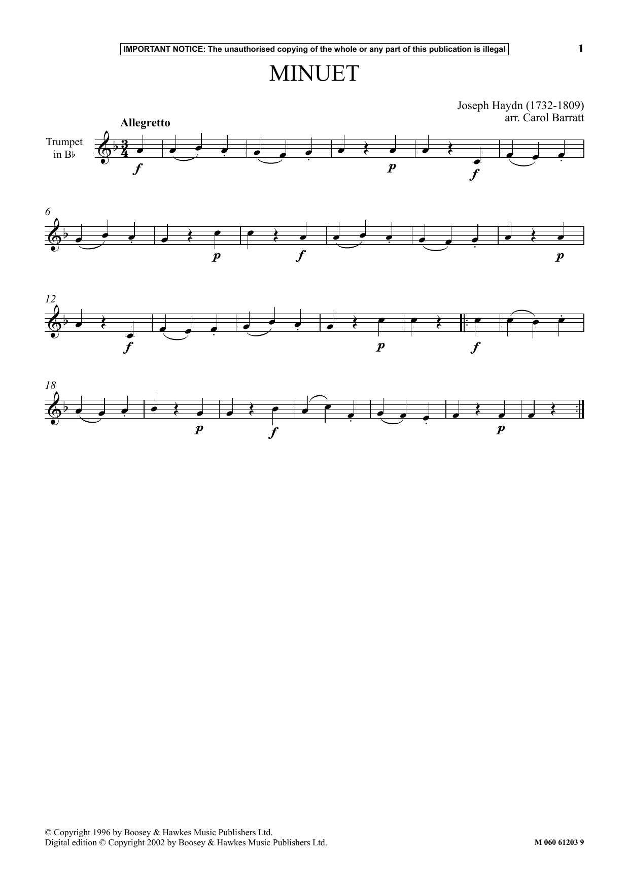 Download Joseph Haydn Minuet Sheet Music