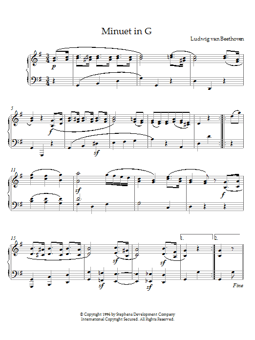 Download Ludwig van Beethoven Minuet In G, Op. 10, No. 2 Sheet Music