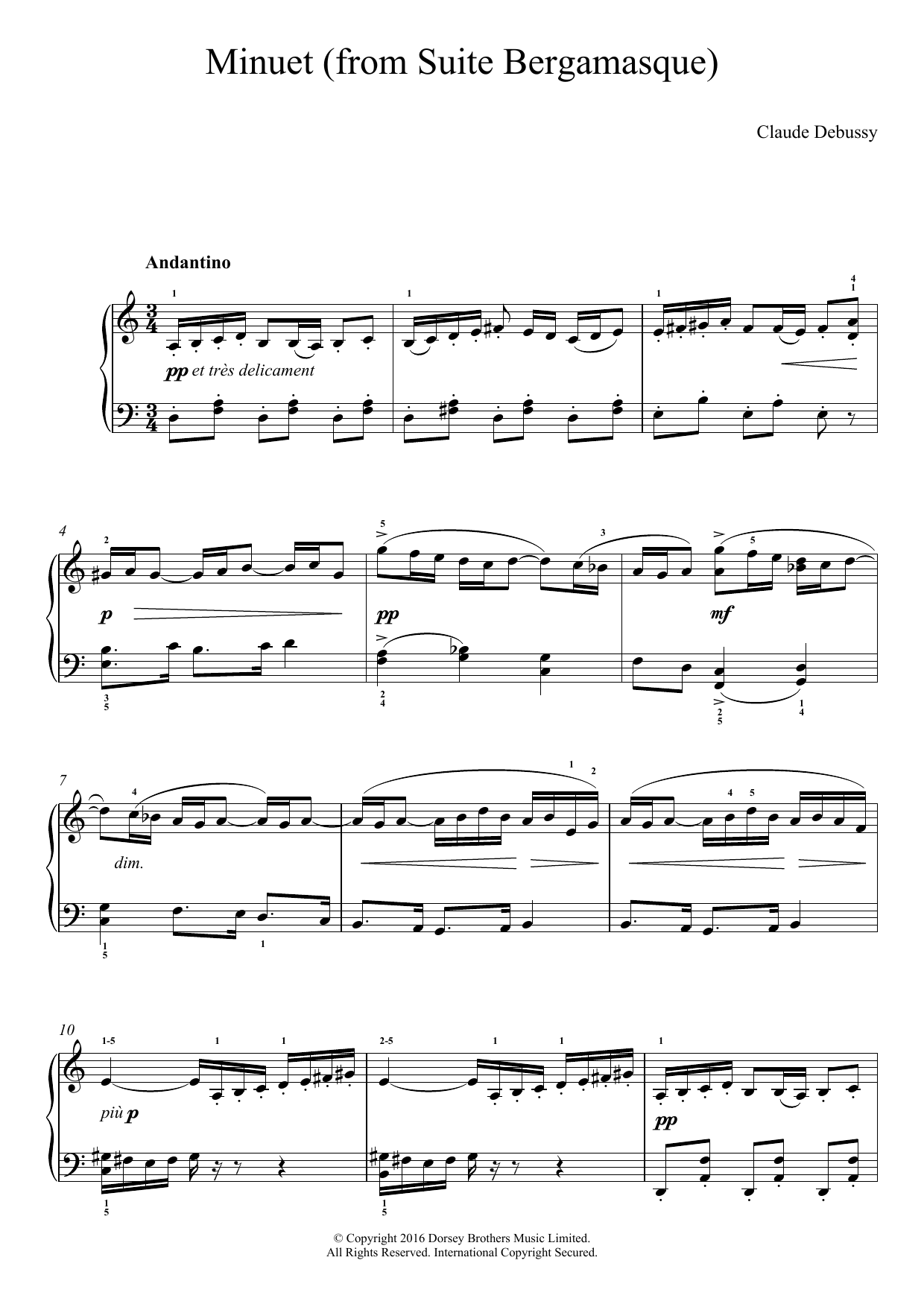 Download Claude Debussy Minuet (From Suite Bergamasque) Sheet Music