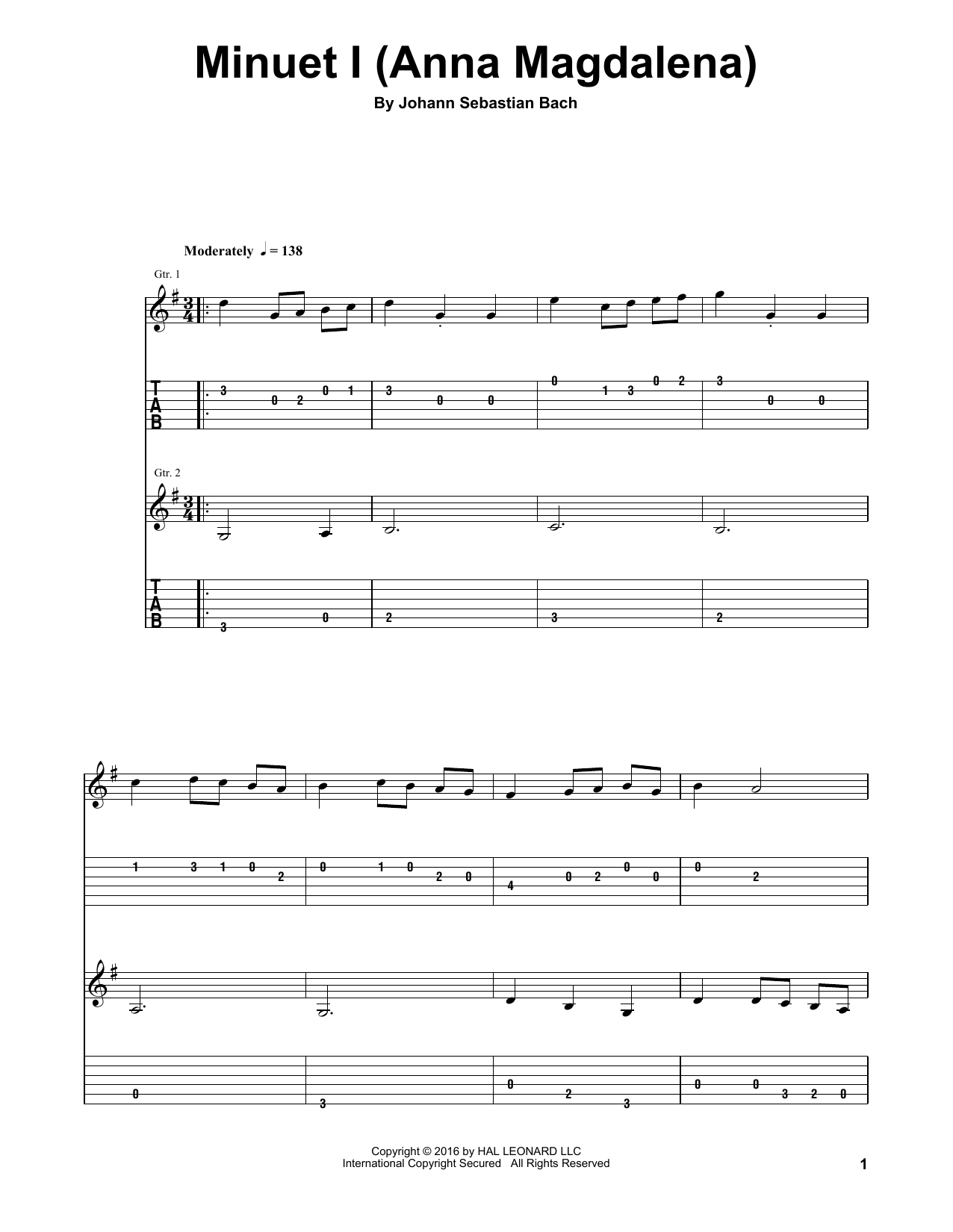 Download J.S. Bach Minuet I (Anna Magdalena) Sheet Music