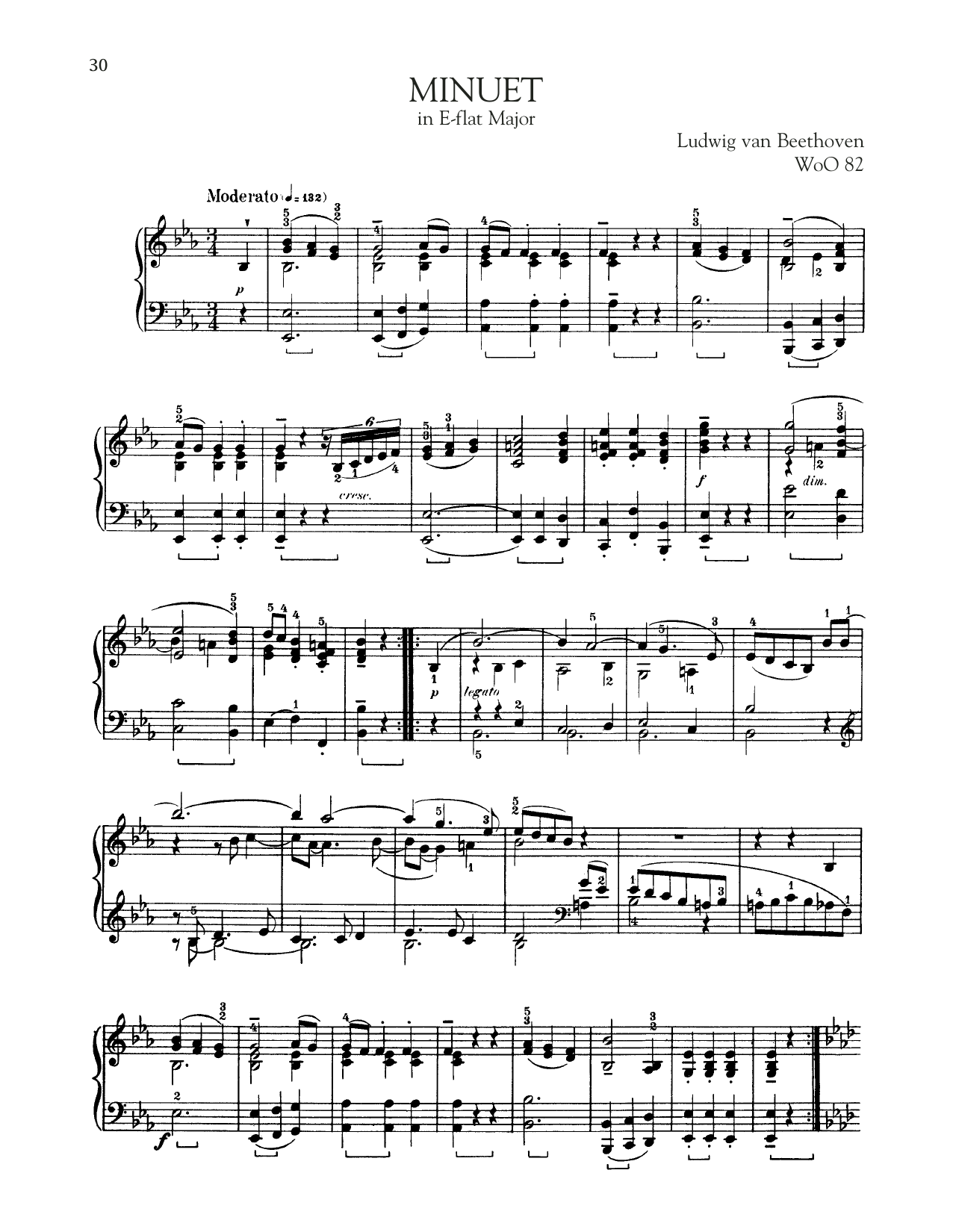 Download Ludwig van Beethoven Minuet In E-Flat, WoO 82 Sheet Music