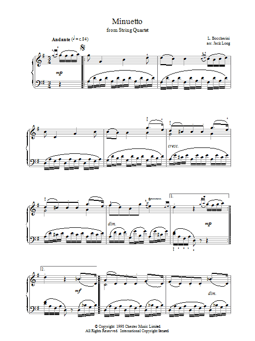 Luigi Boccherini Minuet (from String Quintet in E Major, Op.11 No.5) sheet music notes printable PDF score