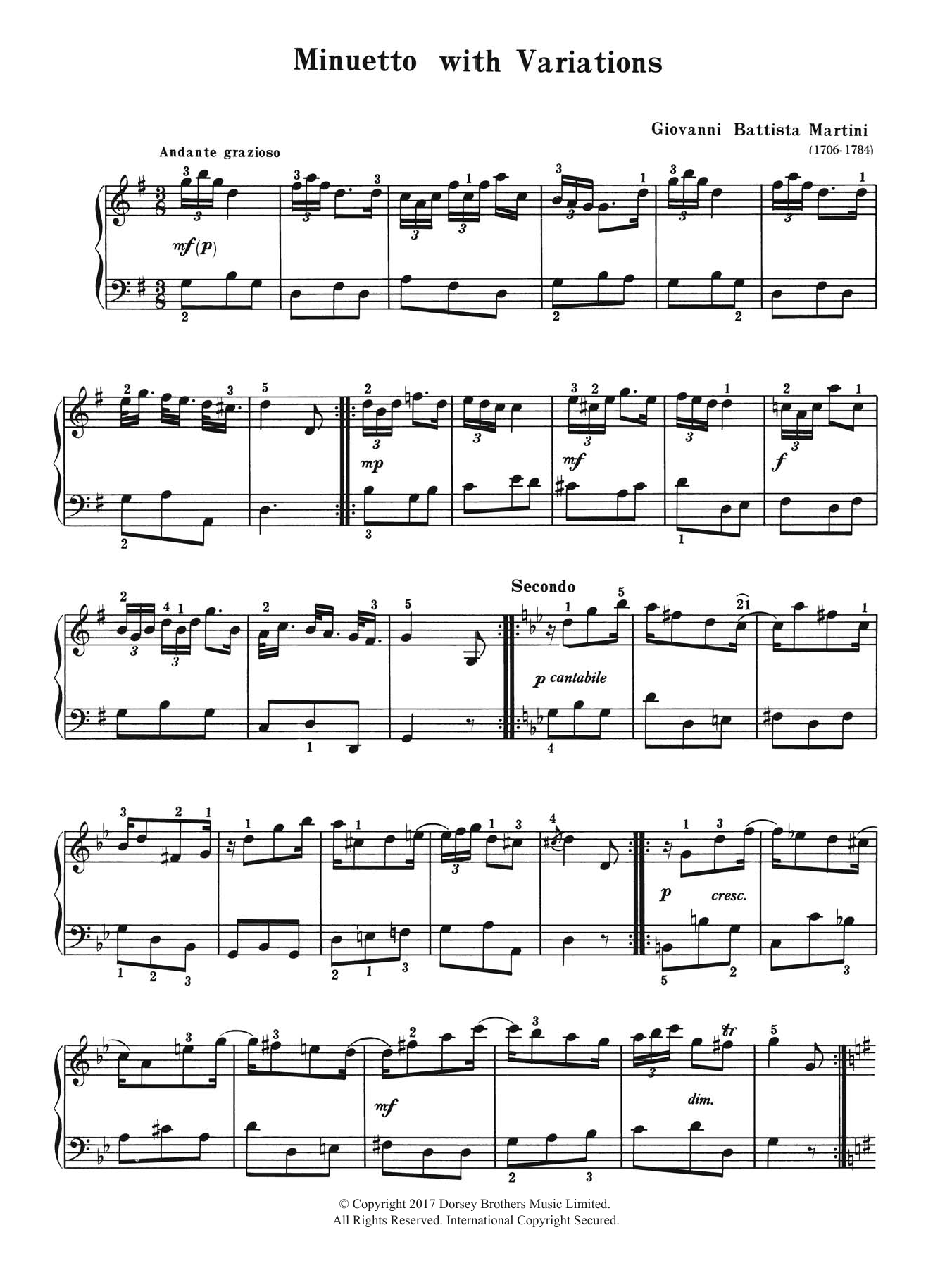Download Giovanni Martini Minuetto With Variations Sheet Music
