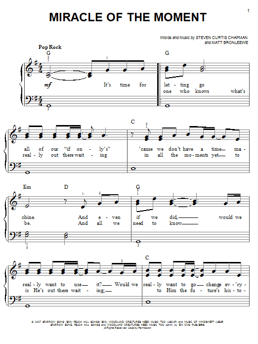 Download Steven Curtis Chapman Miracle Of The Moment Sheet Music