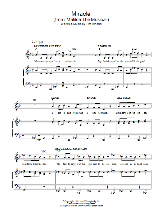 Download Tim Minchin Miracle (From 'Matilda The Musical') Sheet Music