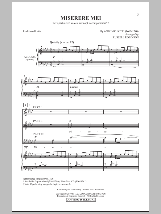 Download Russell Robinson Miserere Mei Sheet Music