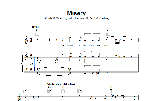 The Beatles Misery sheet music notes printable PDF score