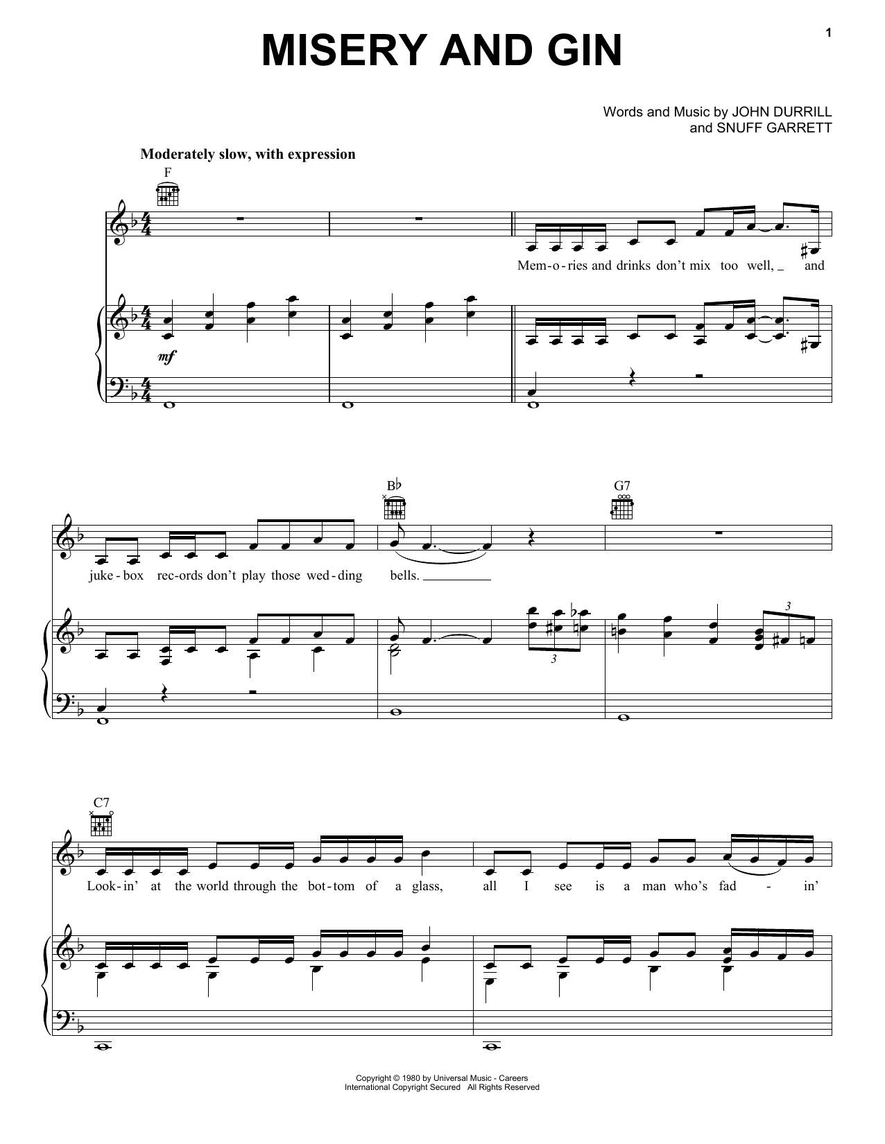 Download Merle Haggard Misery And Gin Sheet Music