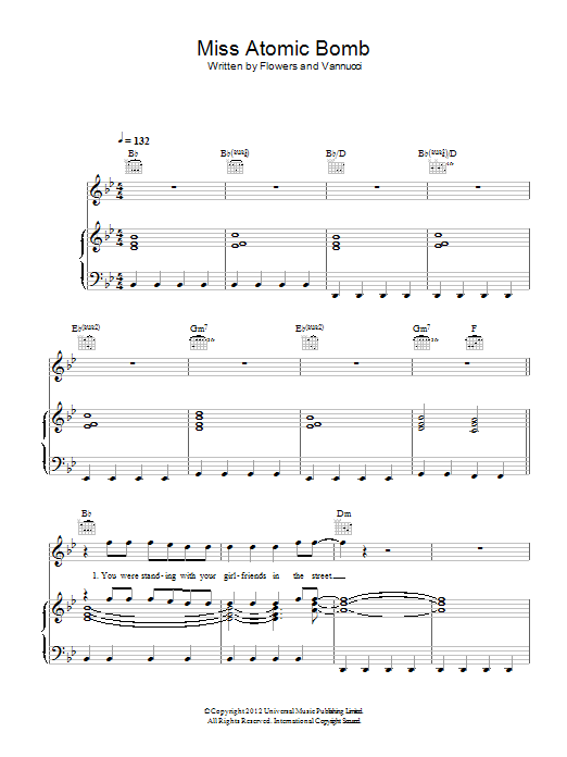 Download The Killers Miss Atomic Bomb Sheet Music