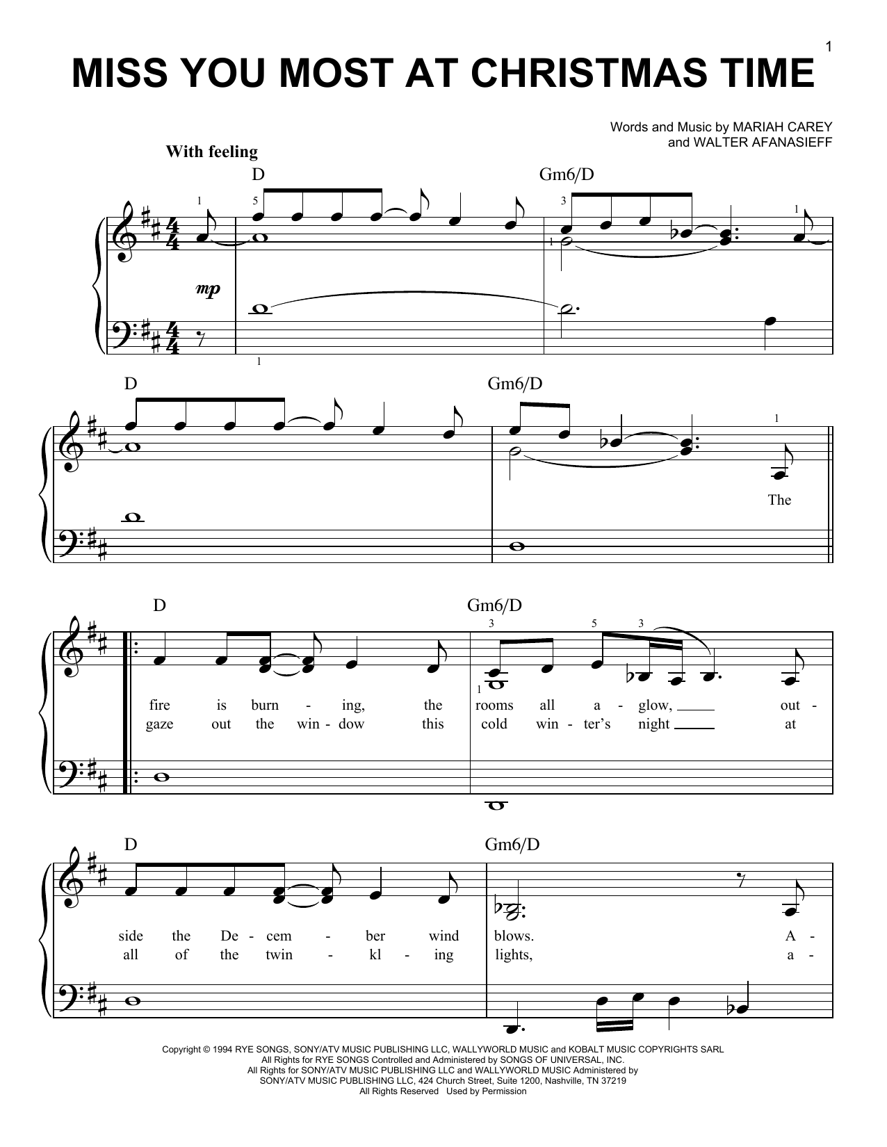 Download Mariah Carey Miss You Most At Christmas Time Sheet Music