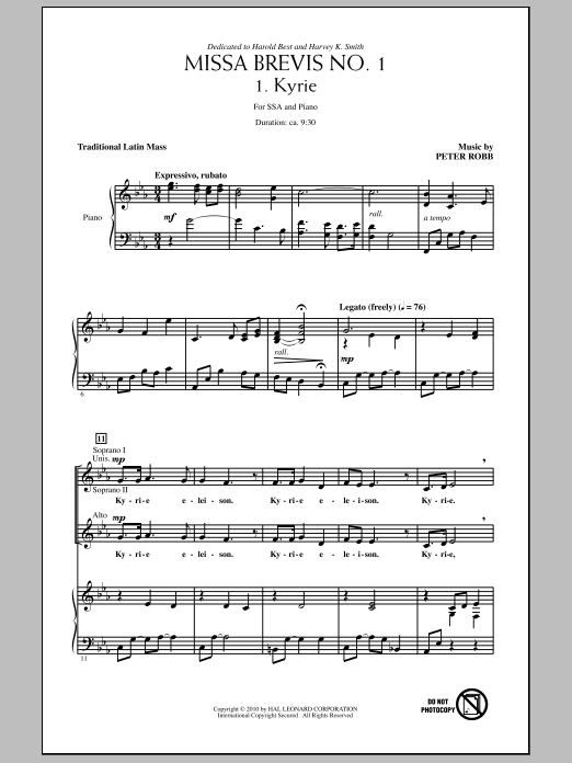 Download Peter Robb Missa Brevis No. 1 Sheet Music
