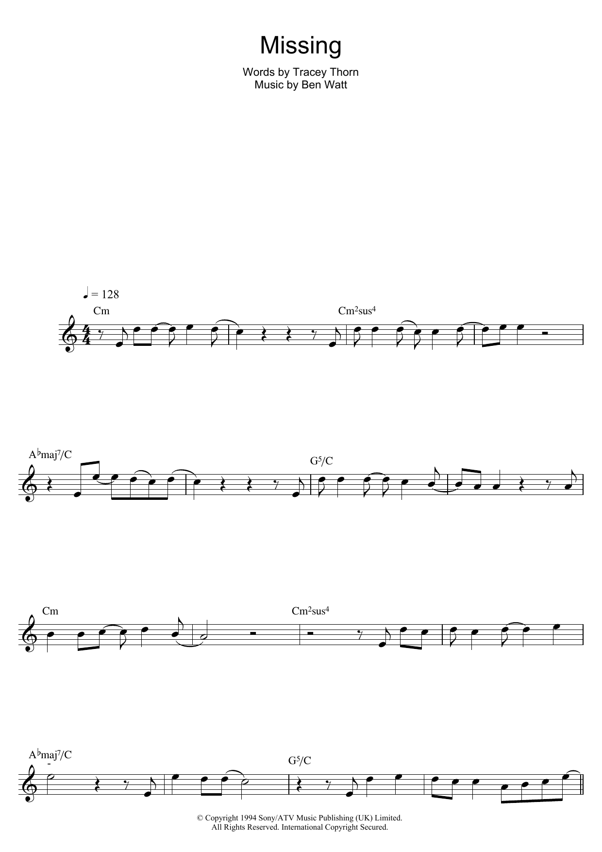 Download Everything But The Girl Missing Sheet Music