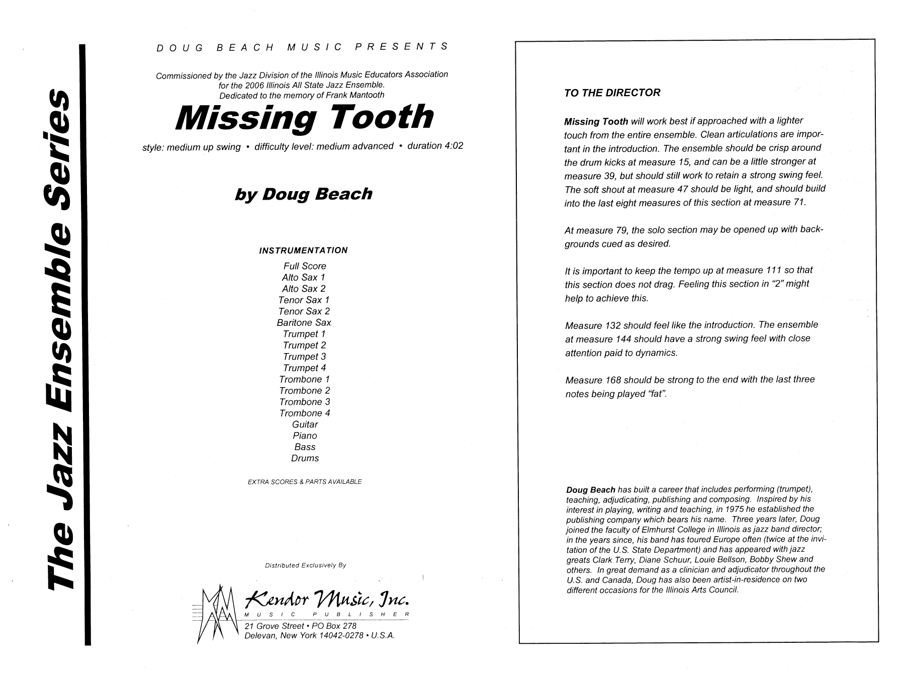 Download Doug Beach Missing Tooth - Full Score Sheet Music
