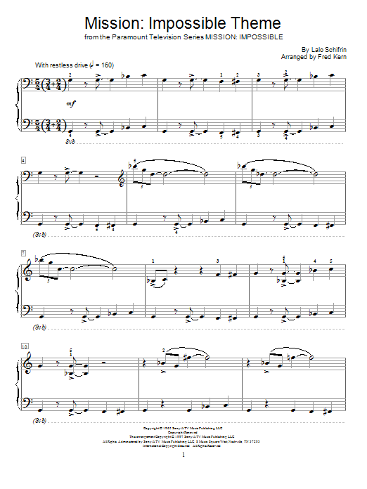 Download Fred Kern Mission: Impossible Theme Sheet Music