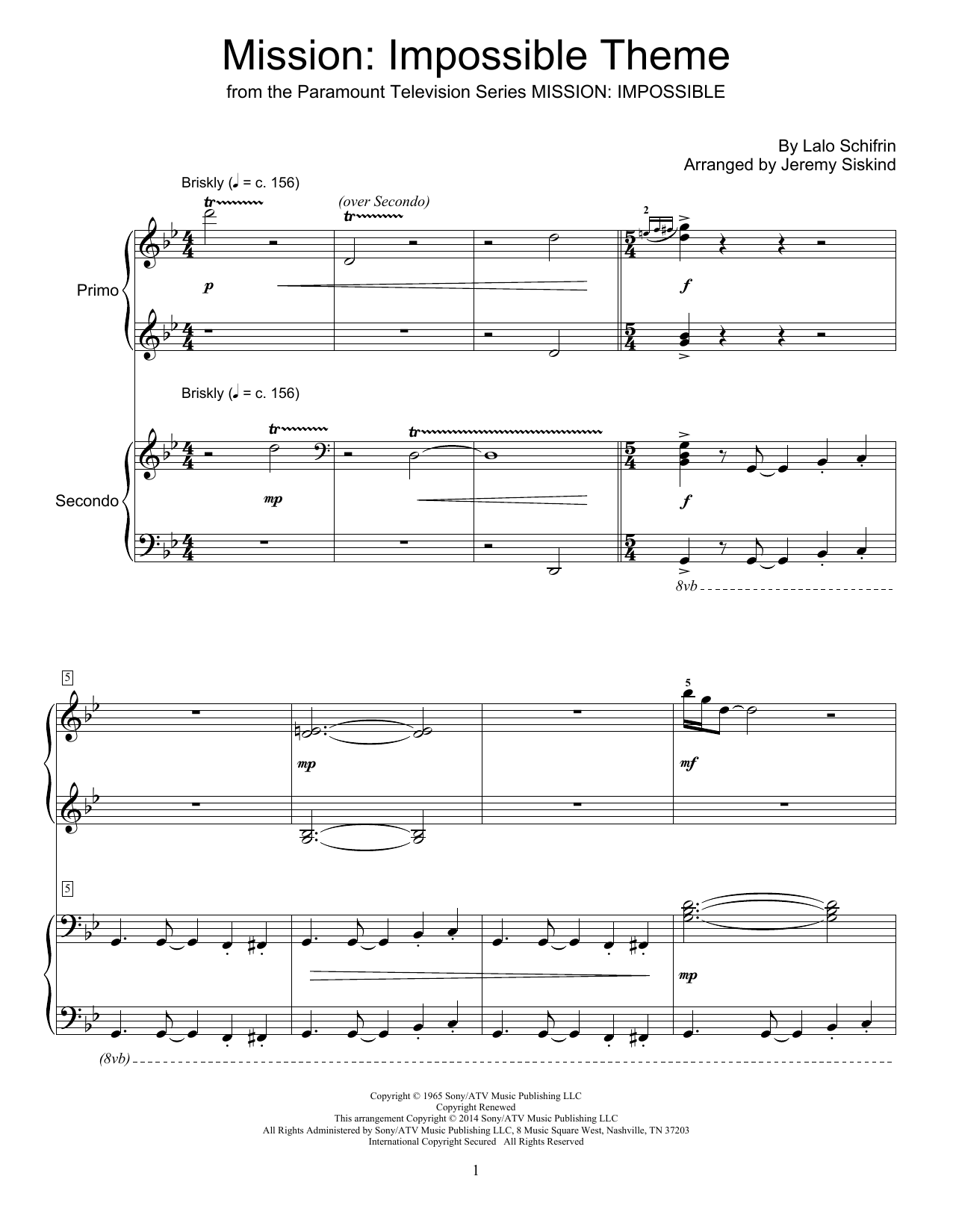 Download Jeremy Siskind Mission: Impossible Theme Sheet Music