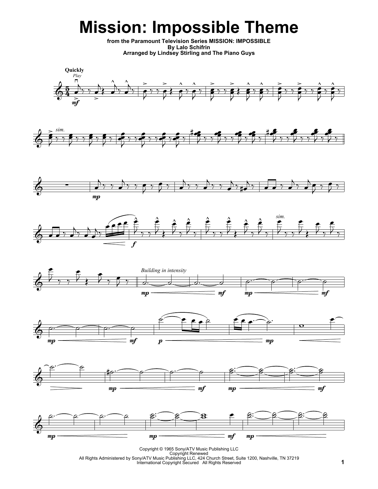 Download Lindsey Stirling Mission: Impossible Theme Sheet Music