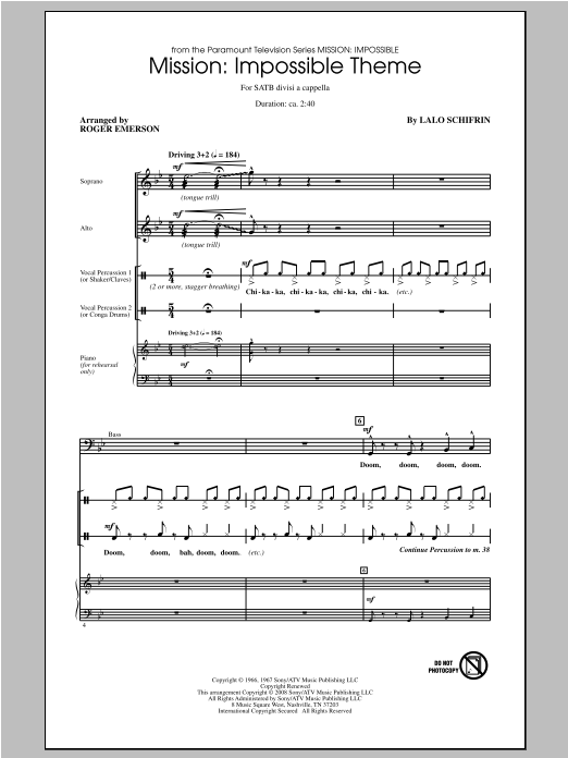 Download Lalo Schifrin Mission: Impossible Theme (arr. Roger E Sheet Music
