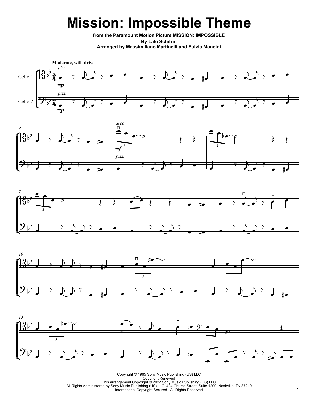 Download Mr & Mrs Cello Mission: Impossible Theme (from Mission Sheet Music