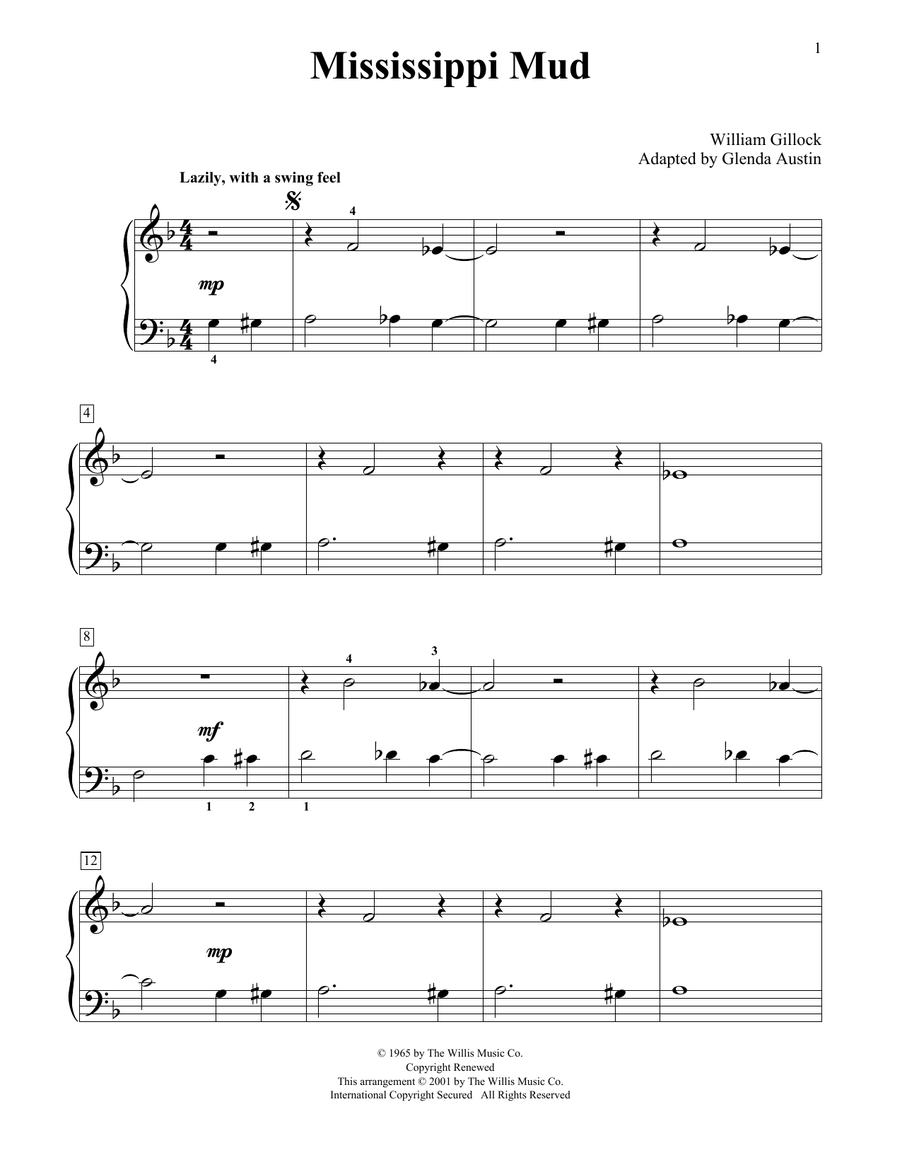 Download William Gillock Mississippi Mud (Simplified) (adapted b Sheet Music