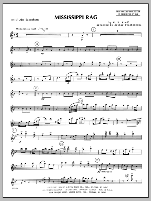 Download Arthur Frackenpohl Mississippi Rag - Alto Sax 1 Sheet Music