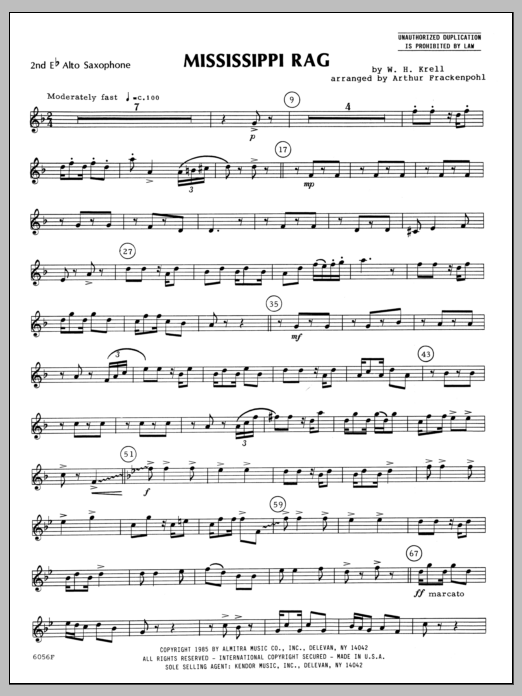 Download Arthur Frackenpohl Mississippi Rag - Alto Sax 2 Sheet Music