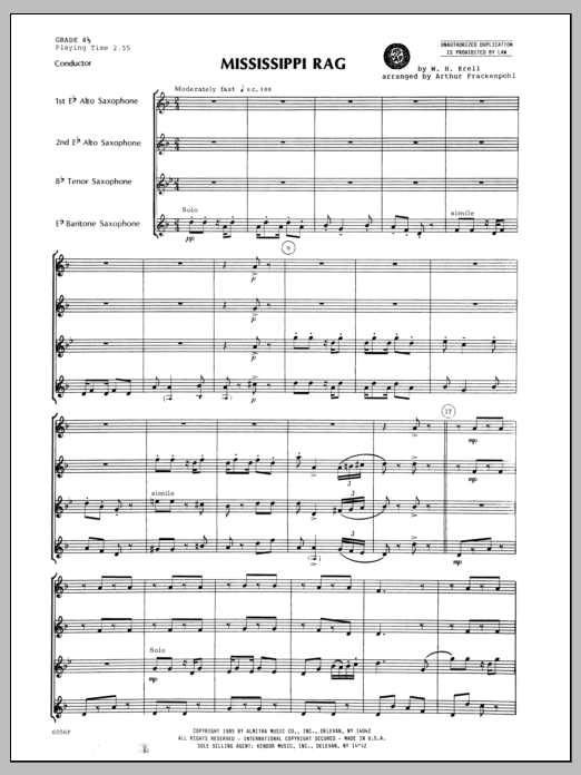 Download Arthur Frackenpohl Mississippi Rag - Full Score Sheet Music