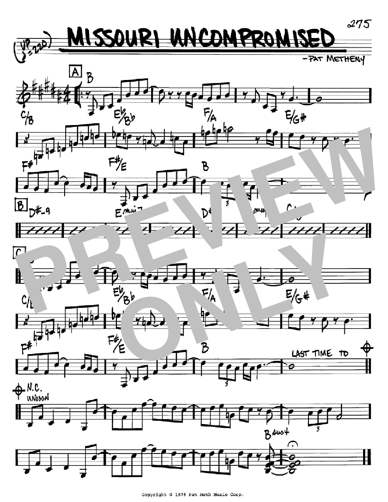 Download Pat Metheny Missouri Uncompromised Sheet Music