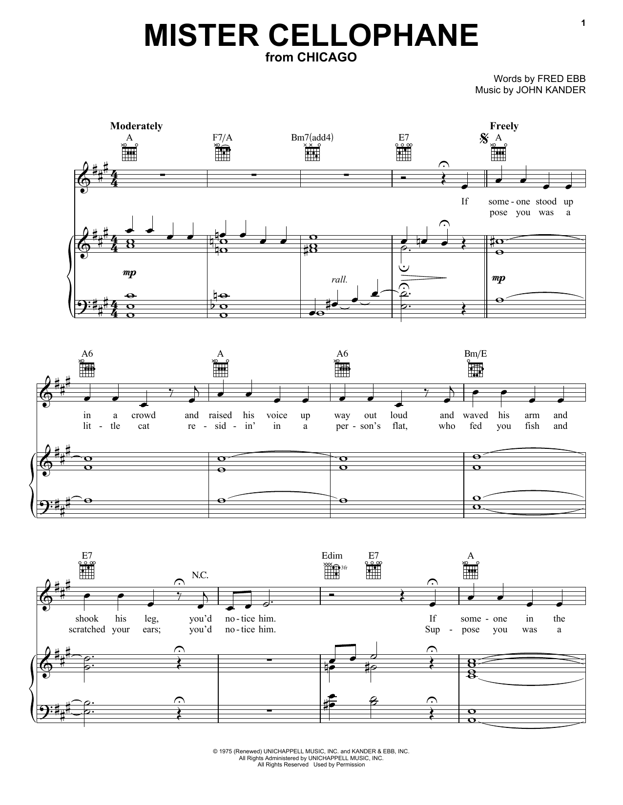 Download Fred Ebb Mister Cellophane Sheet Music