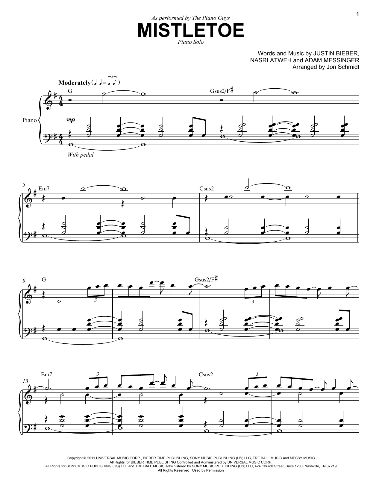 Download The Piano Guys Mistletoe Sheet Music