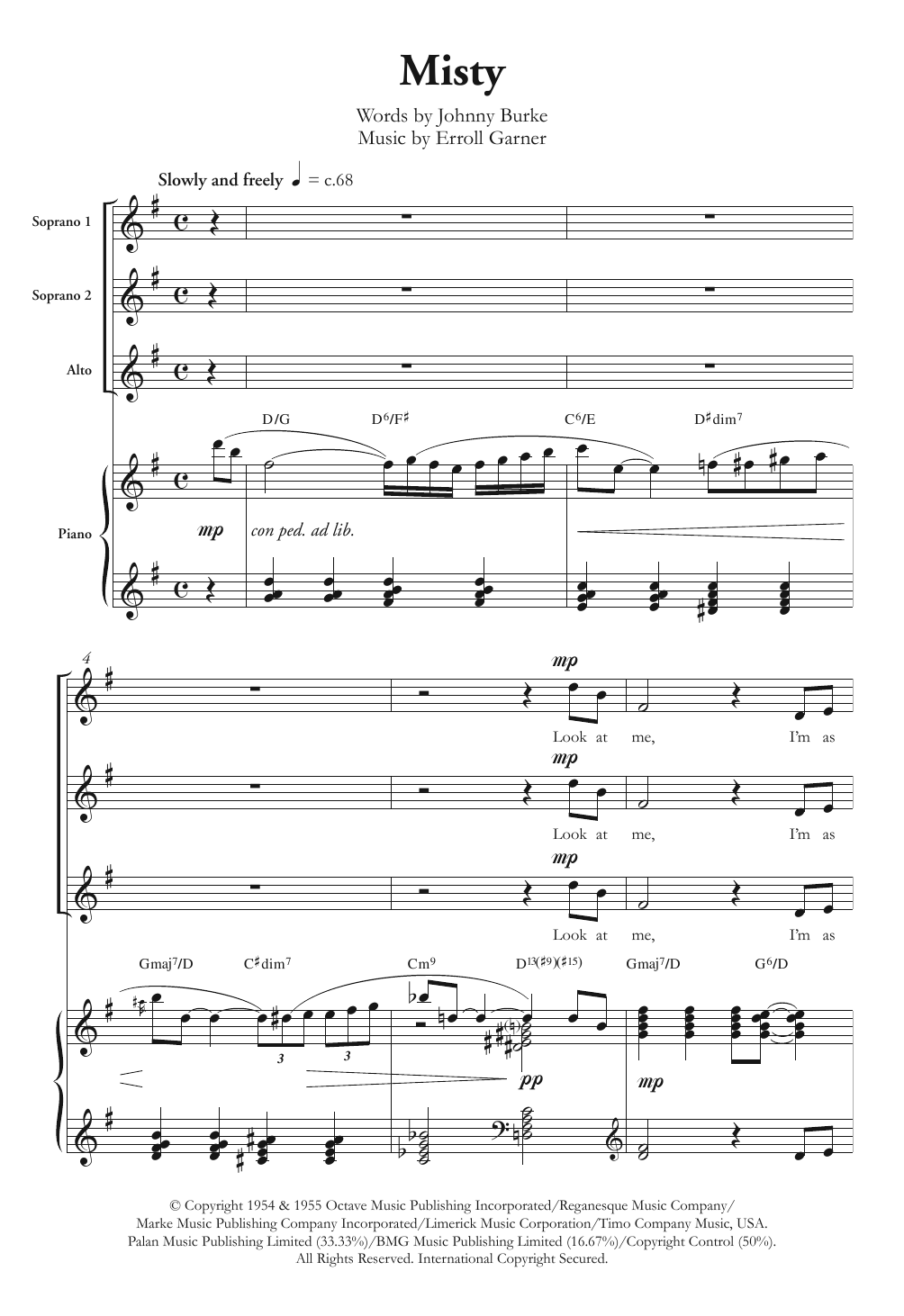 Download Ella Fitzgerald Misty (arr. Berty Rice) Sheet Music