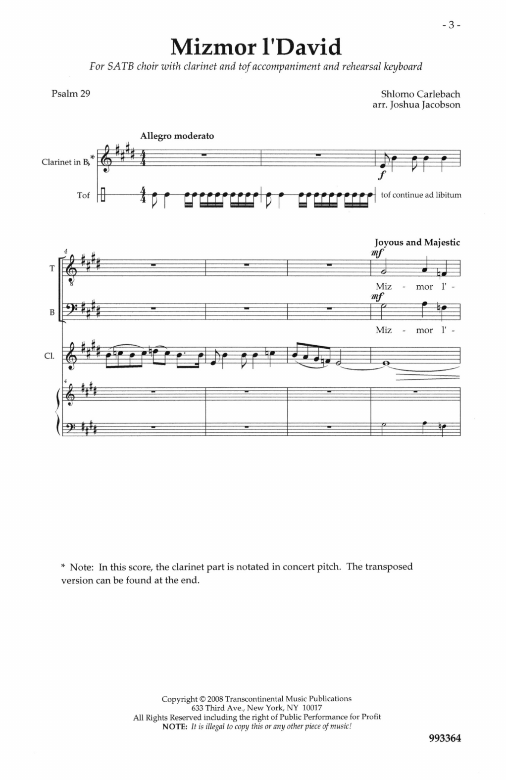 Download Joshua Jacobson Mizmor L'David (Psalm 29) Sheet Music