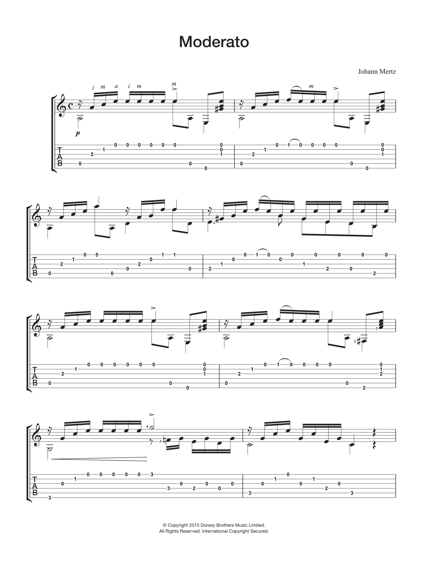Download Johann Kaspar Mertz Moderato Sheet Music