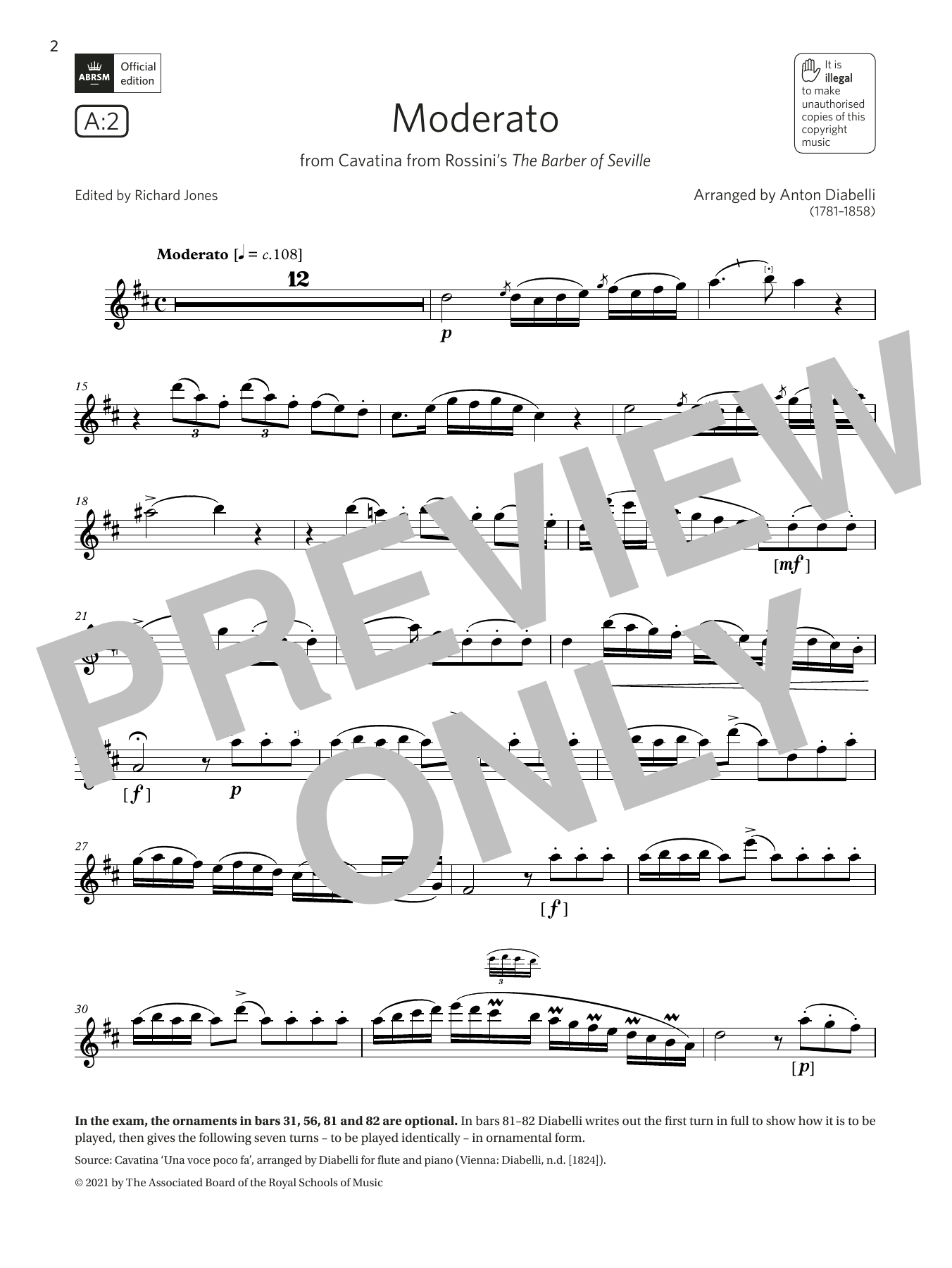Download Anton Diabelli Moderato (from Rossini's The Barber of Sheet Music