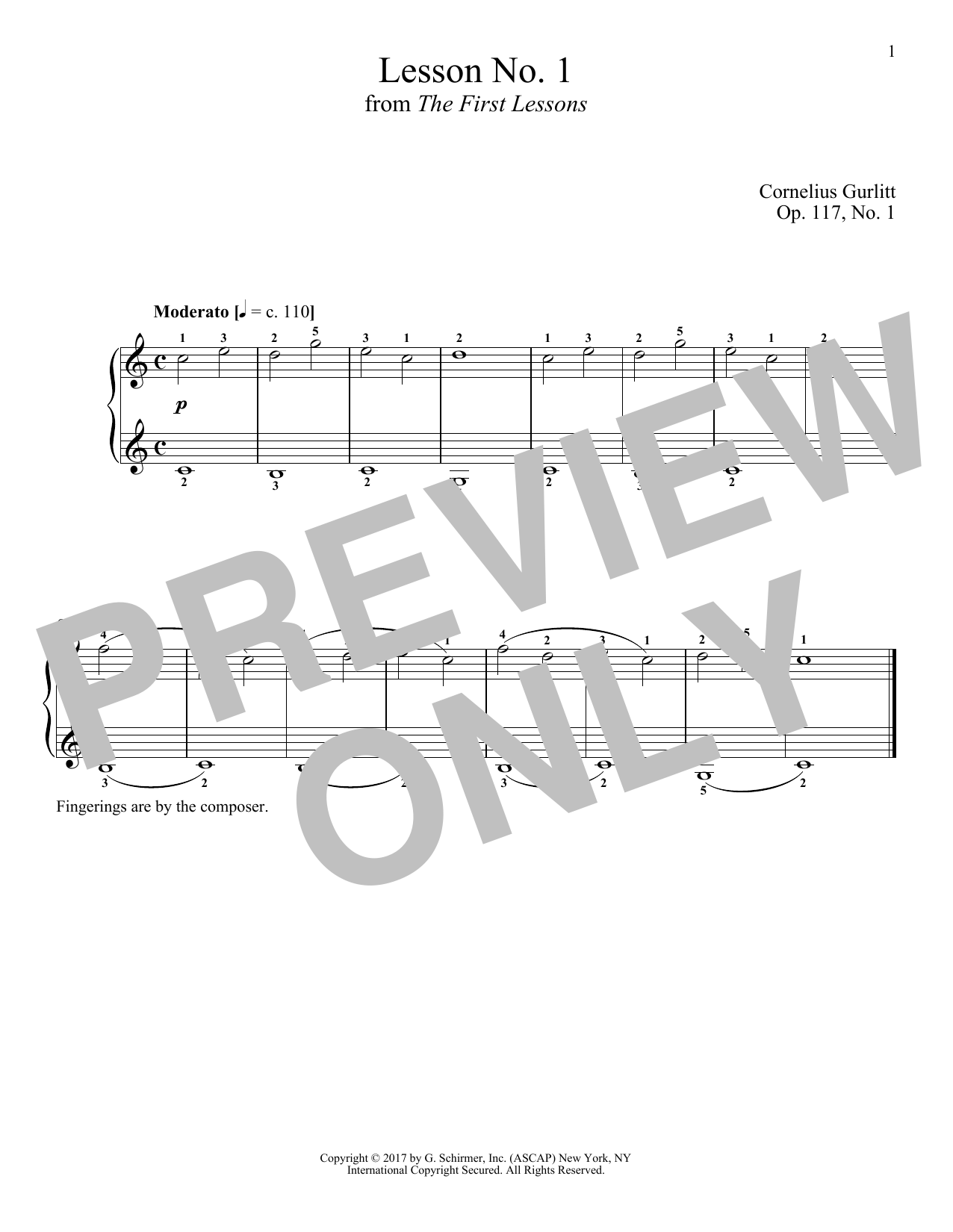 Download Cornelius Gurlitt Moderato, Op. 117, No. 1 Sheet Music