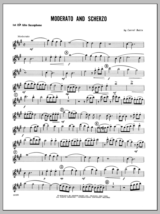 Download Butts Moderato And Scherzo - Alto Sax 1 Sheet Music