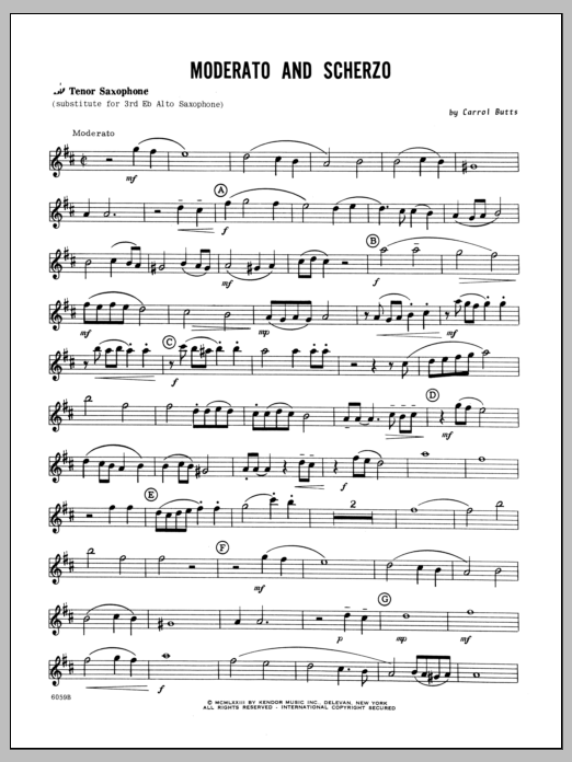 Download Butts Moderato And Scherzo - Tenor Sax Sheet Music