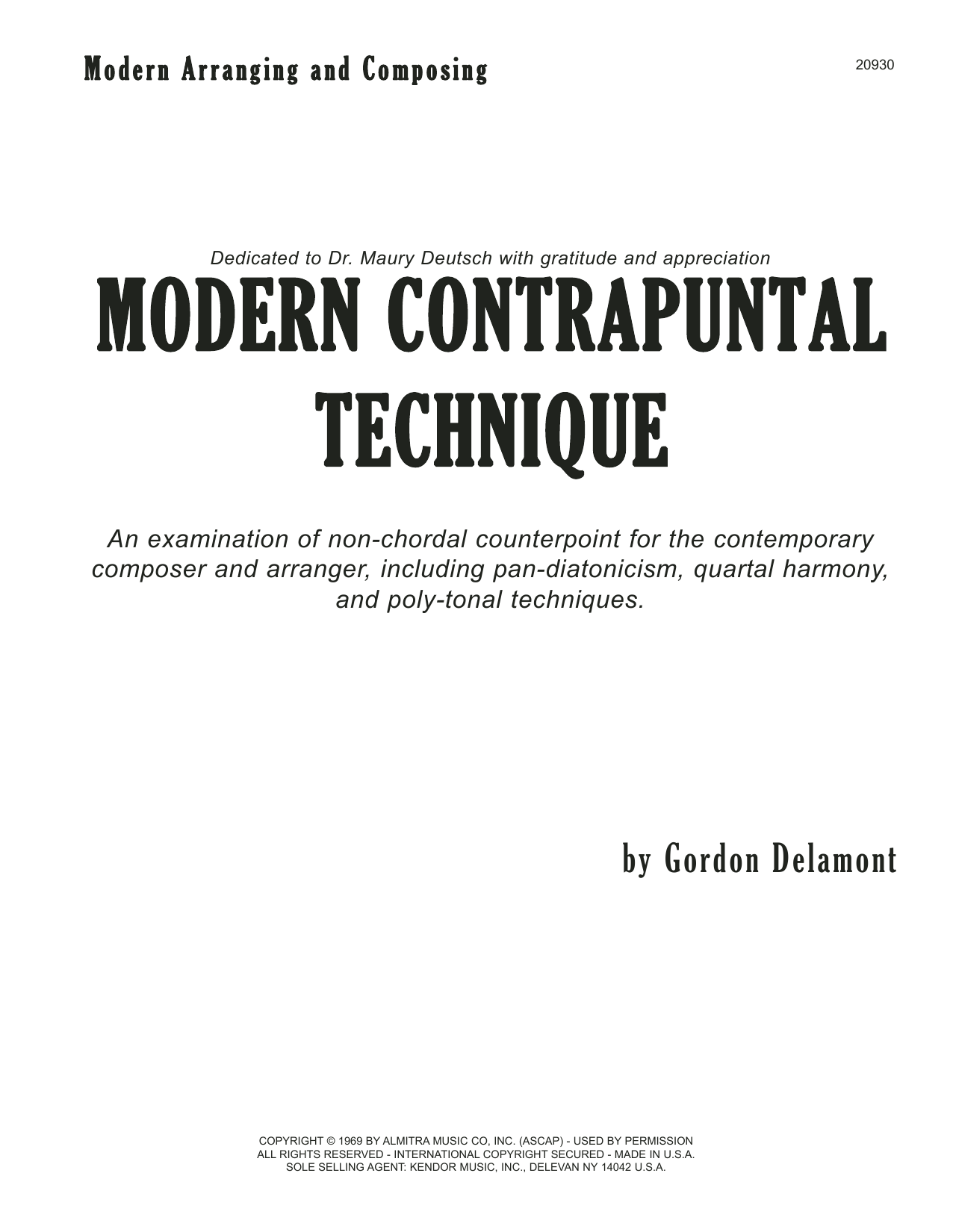 Download Gordon Delamont Modern Contrapuntal Technique Sheet Music
