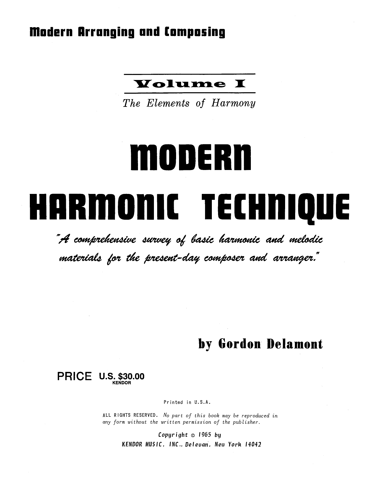 Download Gordon Delamont Modern Harmonic Technique, Vol. 1 Sheet Music