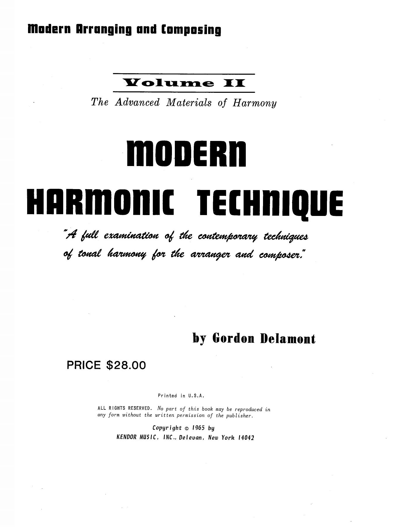 Download Gordon Delamont Modern Harmonic Technique, Volume 2 Sheet Music