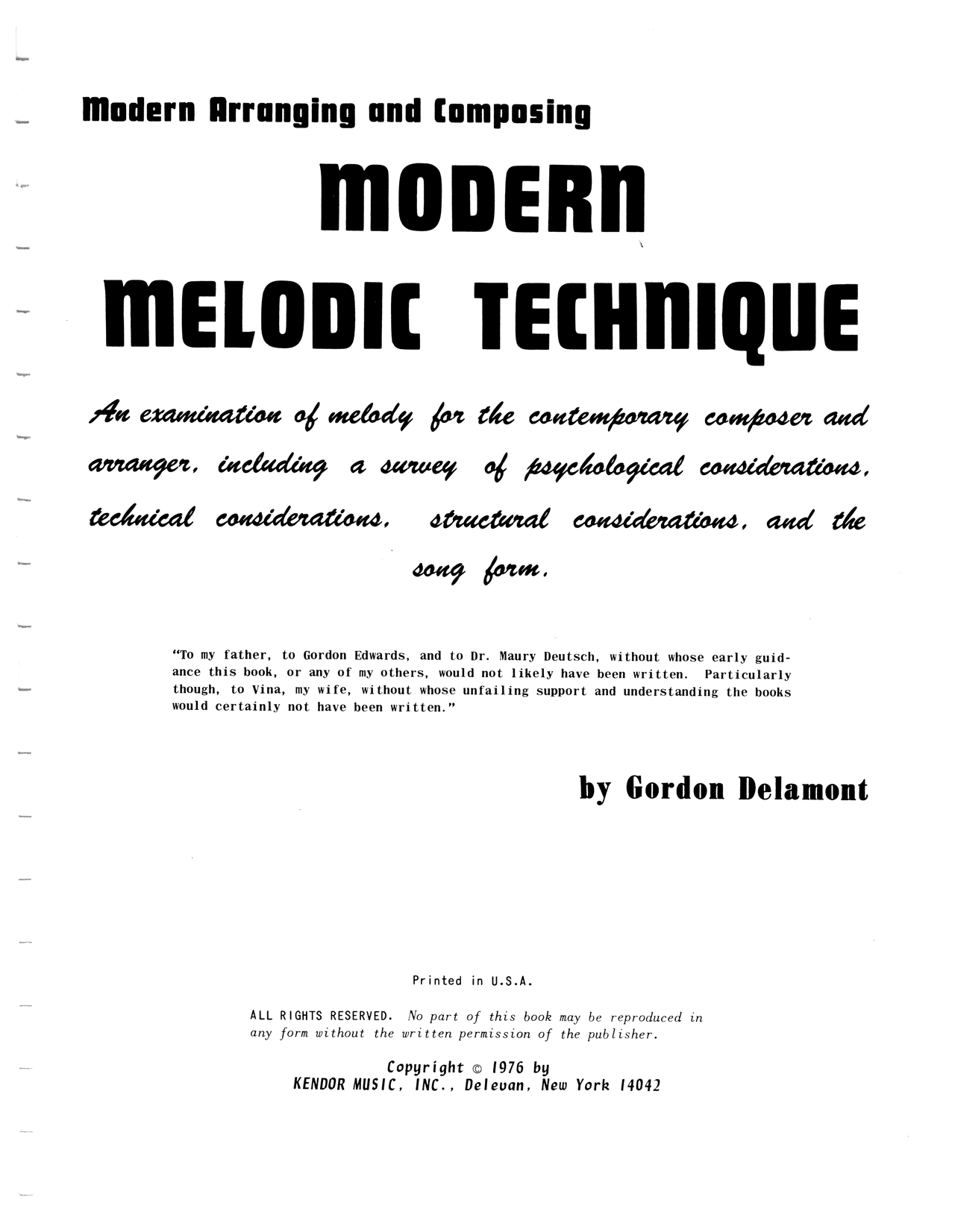 Download Gordon Delamont Modern Melodic Technique Sheet Music