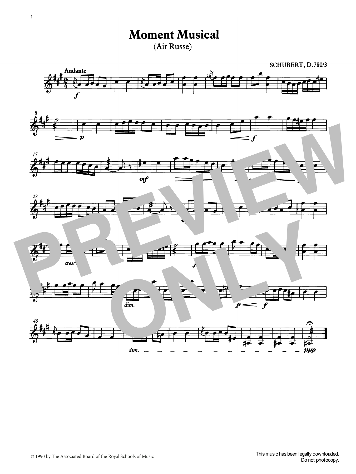 Download Franz Schubert Moment Musical from Graded Music for Tu Sheet Music